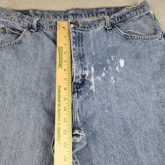 Wrangler Jeans Mens 38x34 Blue Denim Slim Straight Leg Rodeo Ranch Hand Workwear - Picture 4 of 16